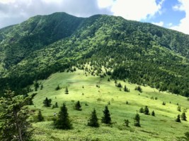 根子岳への道すがら振り返ると四阿山